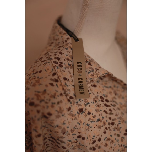 NWT COCO + CARMEN Eliza V-Neck Tunic Top Size XXL Tan Splatter - Picture 2 of 6